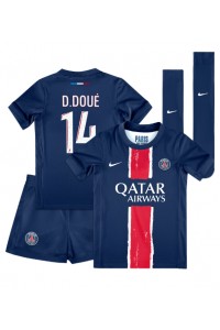 Paris Saint-Germain Desire Doue #14 Jalkapallovaatteet Lasten Kotipeliasu 2024-25 Lyhythihainen (+ Lyhyet housut)